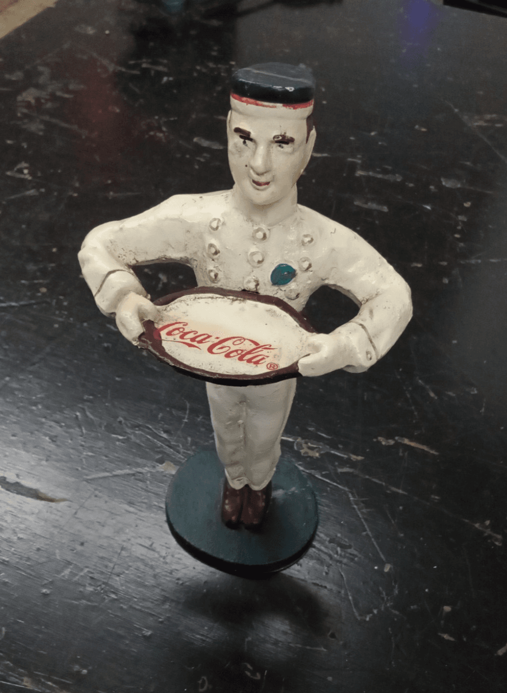 Coca Cola Waiter Bellhop Tip Tray Cast Iron Boy Figurine