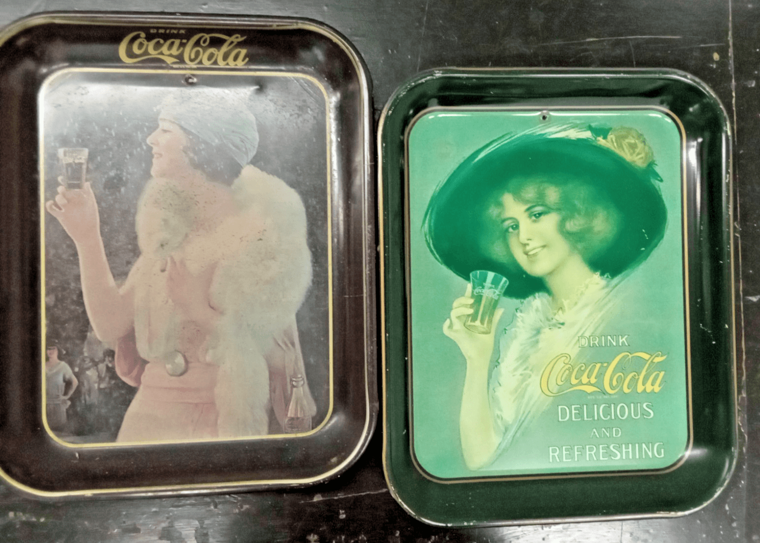 Coca-Cola 1970’s flapper/Gibson girl trays