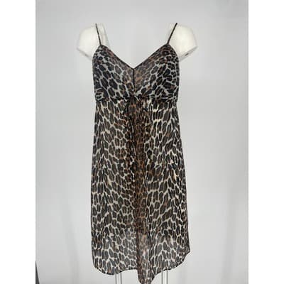Vintage 60s Vanity Fair Leopard Lingerie Set Deadstock Slip & Sheer Overlay S
