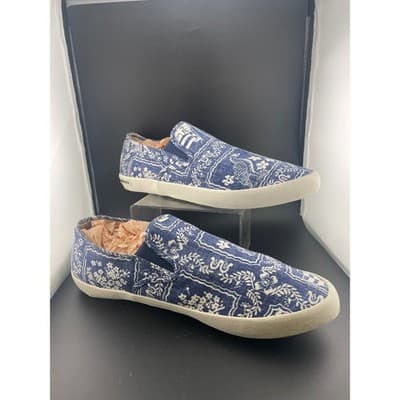 Reyn Spooner Seavees Baja Slip On Shoes Mens 13 Blue Hawaiian Print
