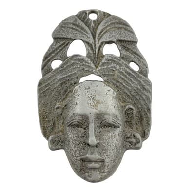 Art Nouveau Maiden Mask Cast Metal Furniture Mount Figural Architectural Salvage