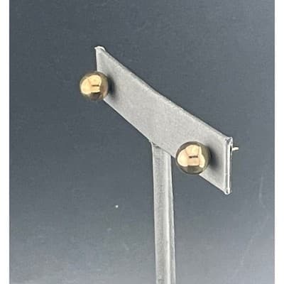 Vintage 14K Yellow Gold Ball Stud Earrings 7.8mm Minimal Sphere