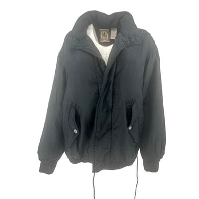 Vintage 90s Silk Bomber Jacket Black Kriss Kross Windbreaker Quilted Lined M L