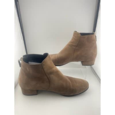 Prada Taupe Suede Ankle Booties Brown Boots Low heel size 39 8.5 women's EUC