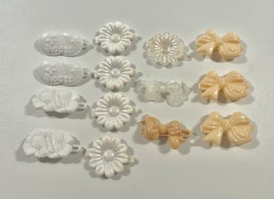 Vintage Lot Hair Clip Butterfly Flower Bows White Iridescent Holo 80s 90s Y2K