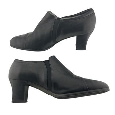 BeautiFeel Ashley Black Leather Comfort Pumps sz 40 9 Block Heel Made in Israel