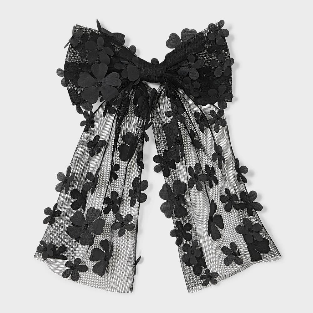 3D Flower Bow Hair Barrette - Wild Fable™ Black