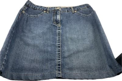 Escada sport Vintage Denim Skirt Blue Sz 36 S Cotton Logo Mini Knee Length