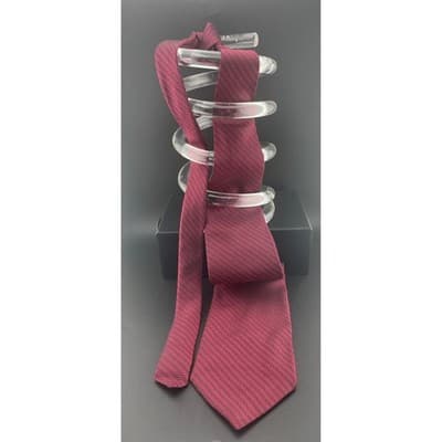 Vintage Pierre Balmain Couture Silk Neck Tie Wine Red Black Herringbone Chevron