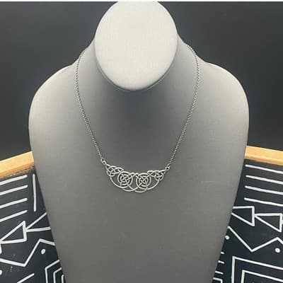 Sterling Silver Celtic Knot Necklace Celtic Revival Openwork Pendant Necklace