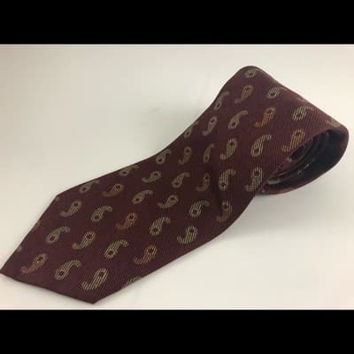 Coach vtg Italian 100% silk paisley burgundy necktie print READ