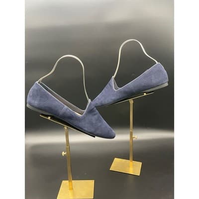 Birdies Navy Blue Suede Flats The Starling Pointed Almond Toe Loafers Sz 10.5
