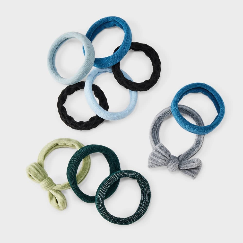 Pony Holder Bow Hair Elastic Set 10pc - a New Day™ Blue/Black
