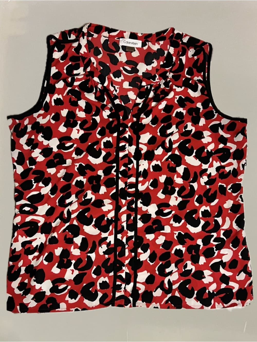 Calvin Klein Red Black White Leopard-Print Sleeveless Camisole