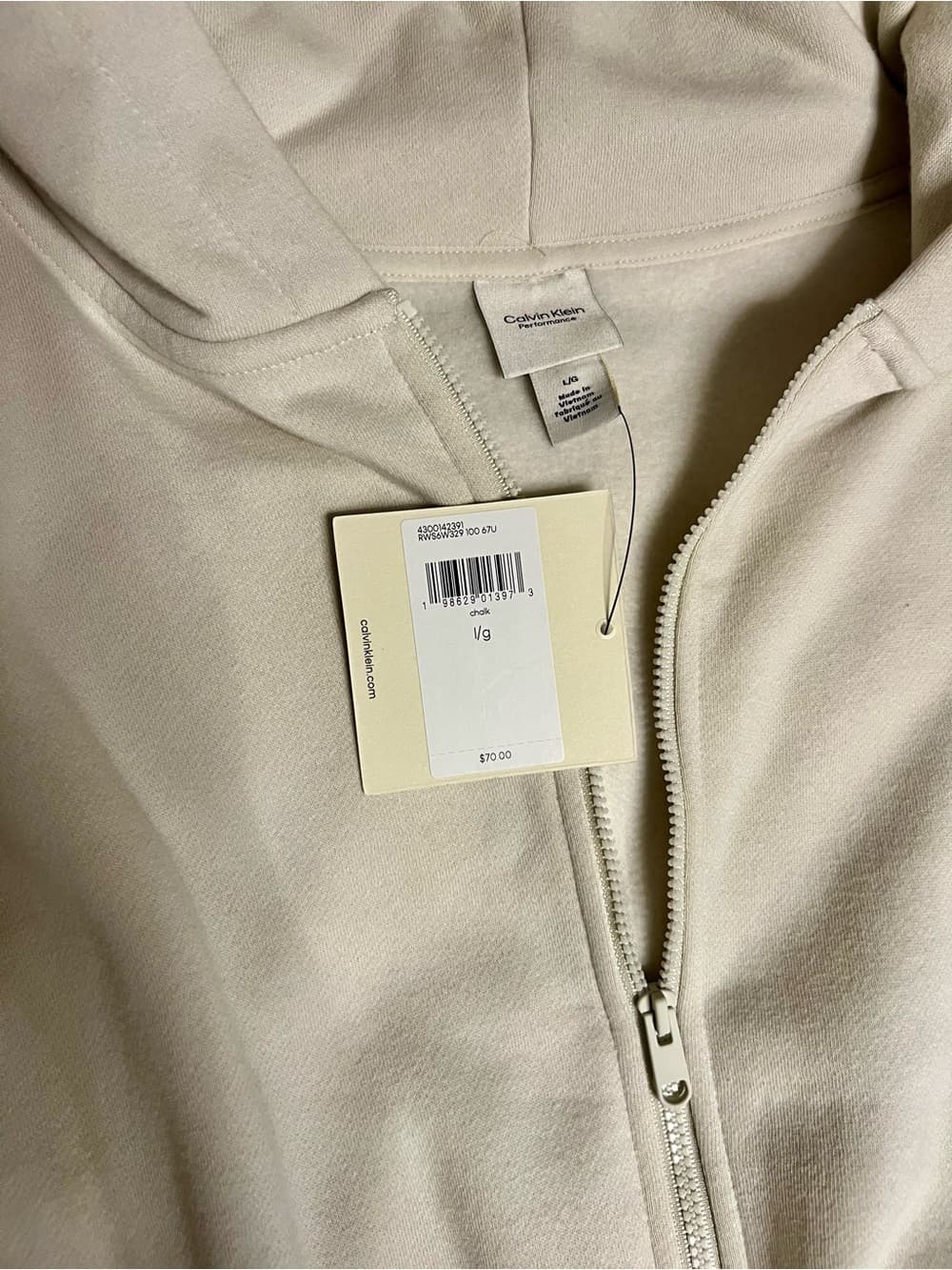 Calvin Klein Light Cream Full-Zip Hoodie