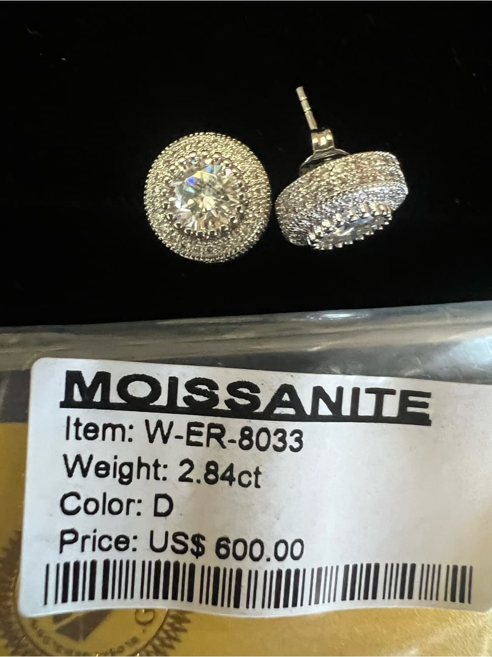 Moissanite Silver-Tone Round Halo Stud Earrings - White