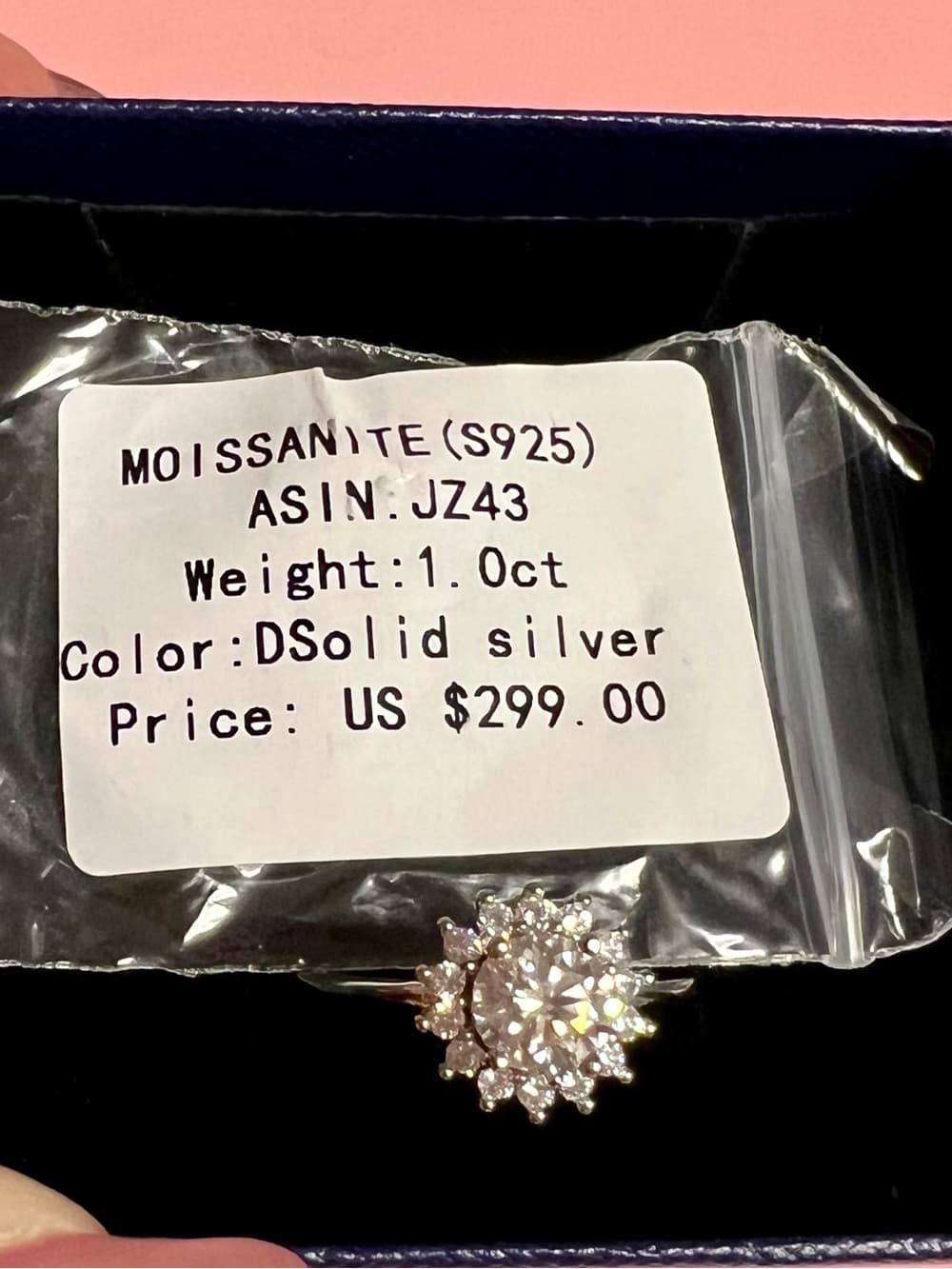 Sterling Silver Halo Sunburst GRA Moissanite Ring in White