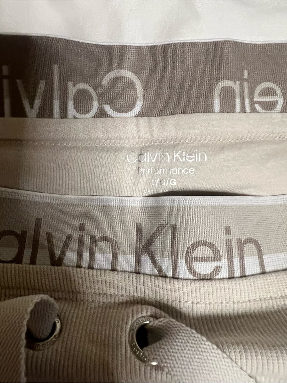 Calvin Klein Women's Light Beige Jogger Sweatpants with Logo Waistband