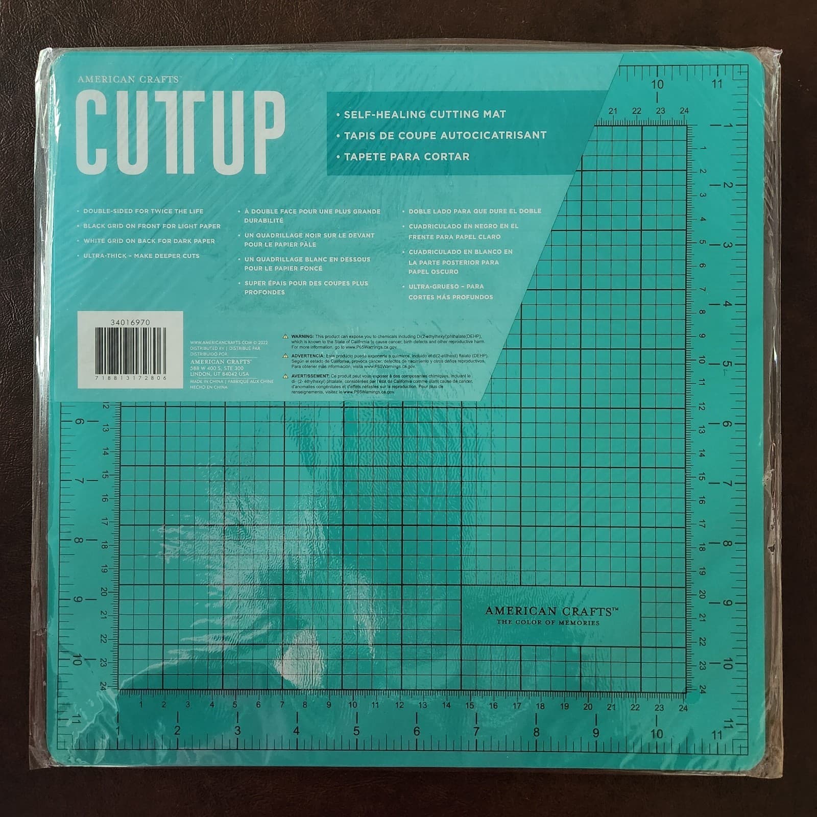12x12 Teal Double-Sided Self-Healing Cutting Mat - American Crafts Cutup