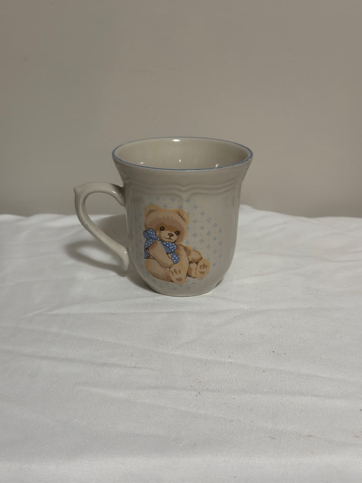 Vintage Tienshan Stoneware Country Theodore Teddy Bear Coffee Cup Mug