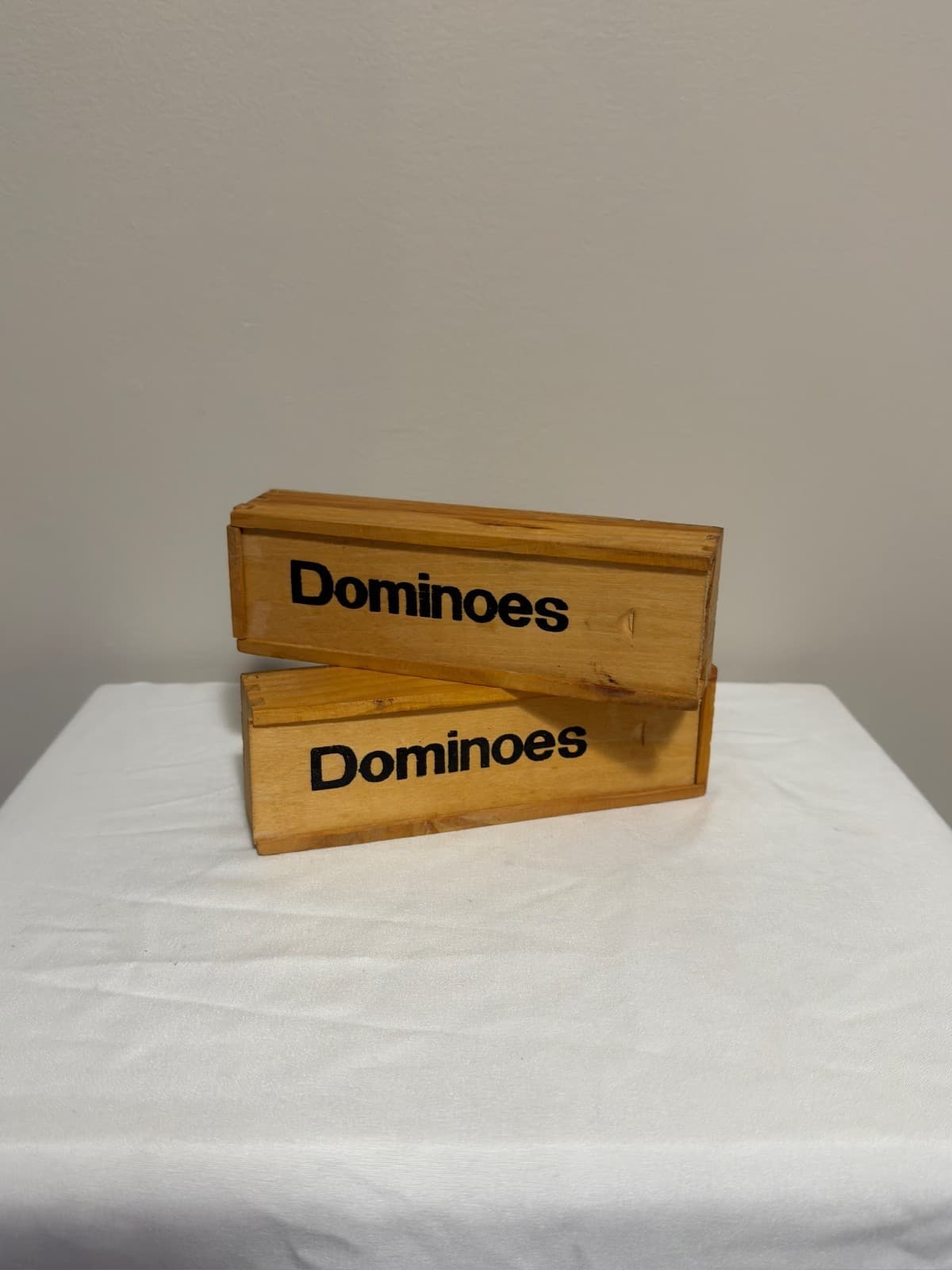 2 Vintage Domino Sets in Wooden Box Complete 28 Pieces Black Tiles Dragon Design