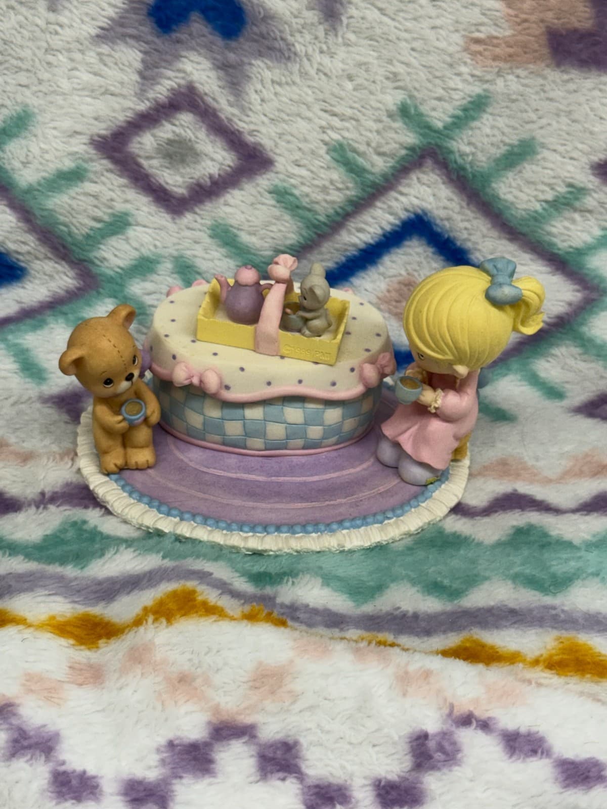 Precious Moments 701998 Girl with Bear Tea Set