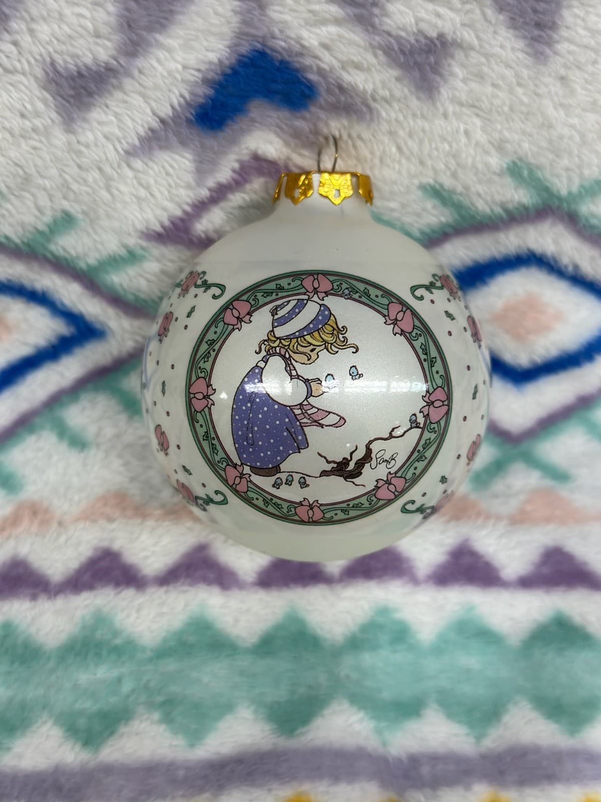 Vintage 1994 Precious Moments Glass Holiday Christmas Ornament Winter’s Song
