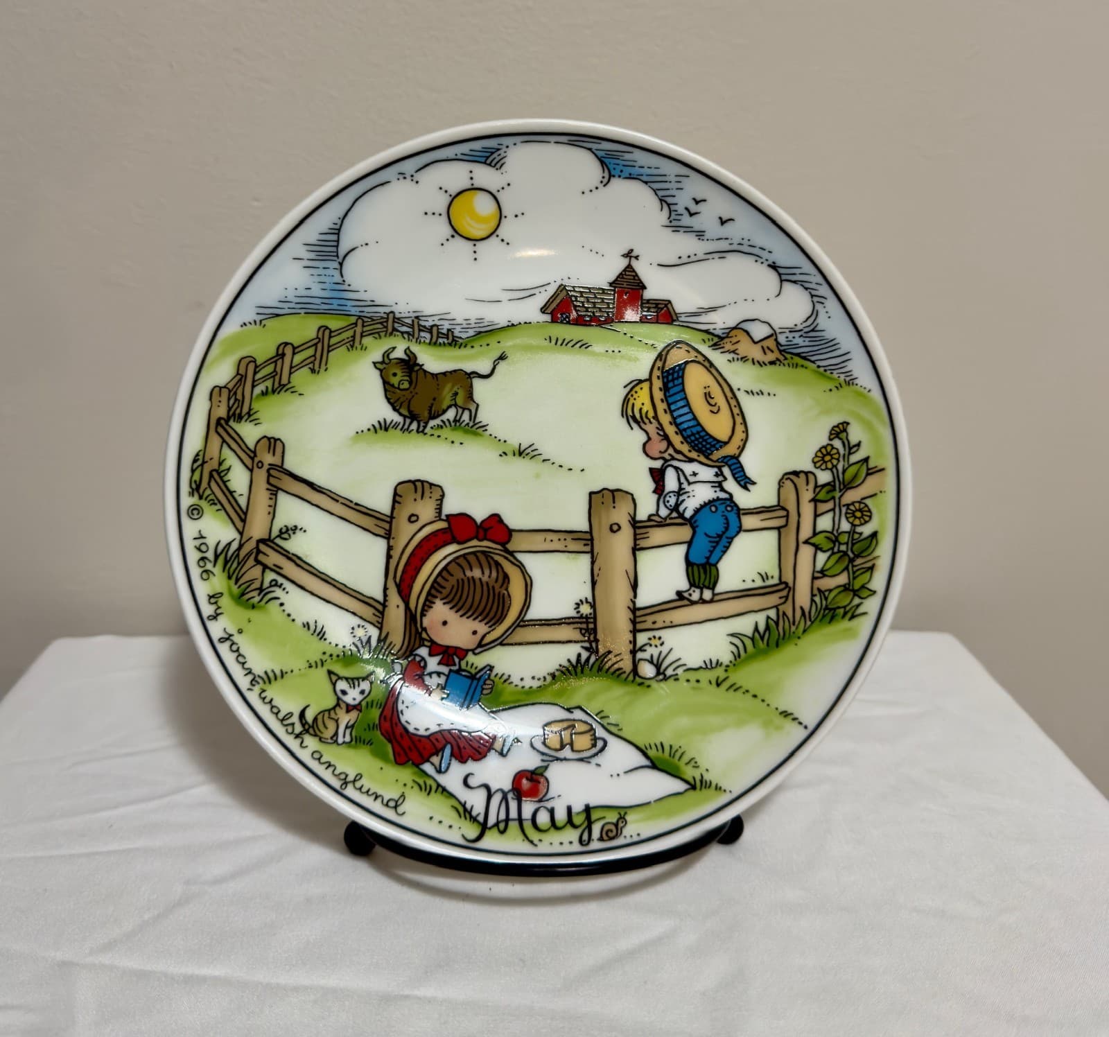 Decorative 1966 PLATE, 7.5 in, MAY, Joan Walsh Anglund, WALTER, made in Germany