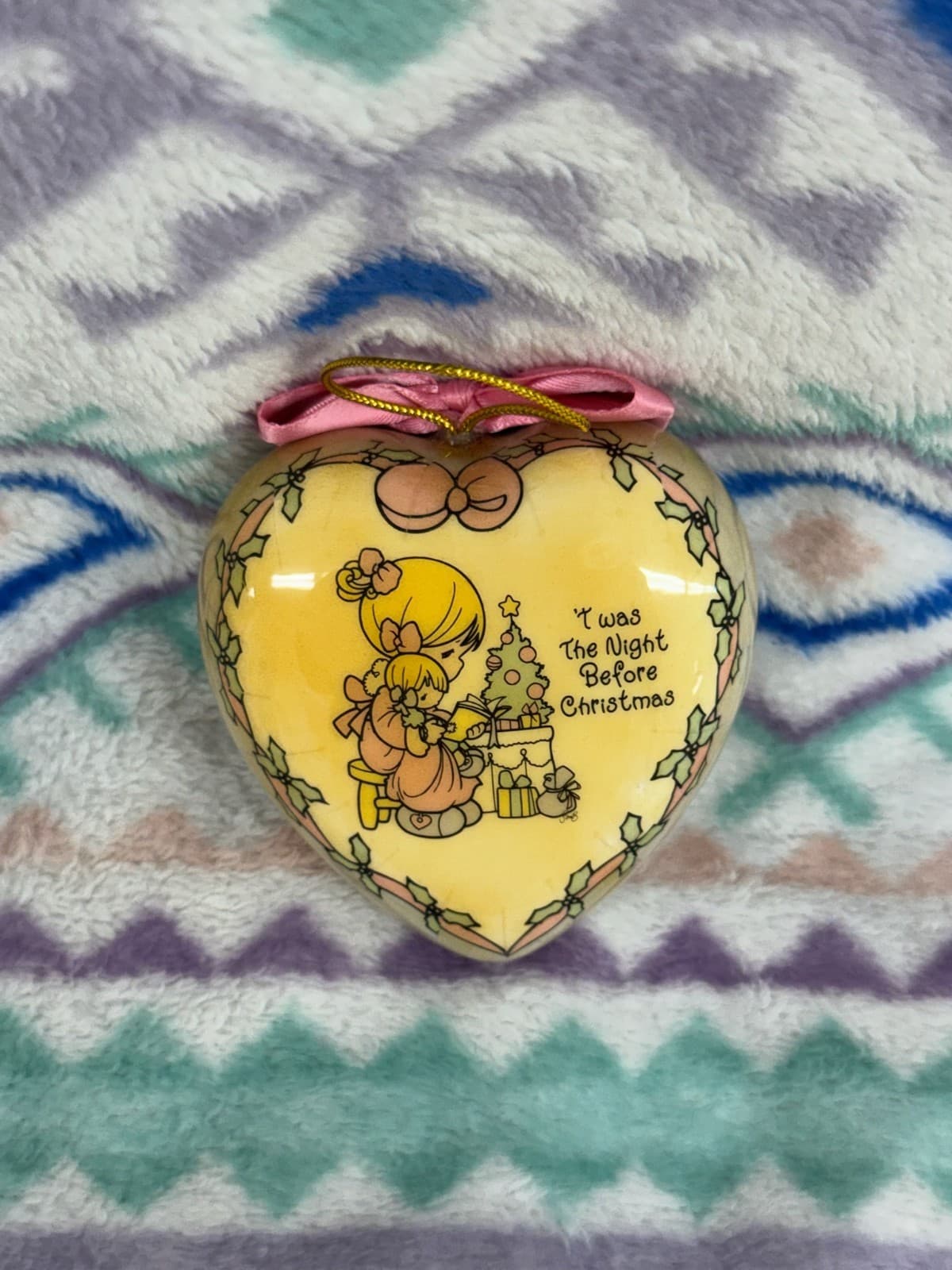 Vintage Precious Moments Heart Twas the Night Before Christmas Ornament 3 1/2"