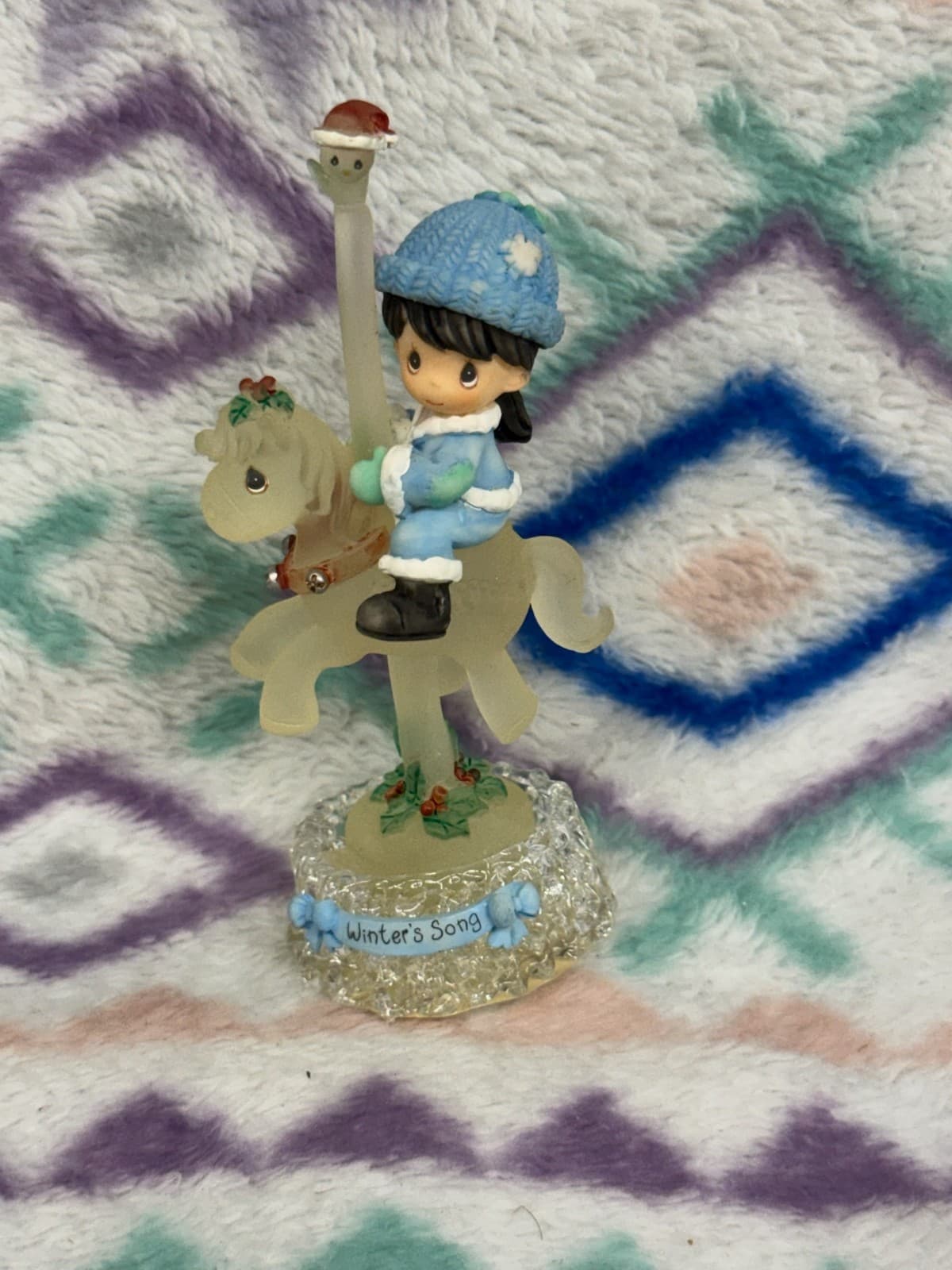 Enesco Precious Moments 843717 Winter’s Song Carousel Horse Figurine 2000