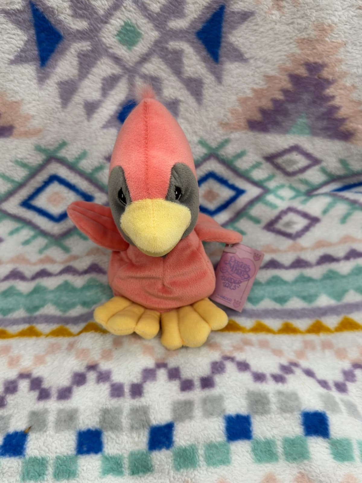 Precious Moments Tender Tails Pink Cardinal 7" Bird Plush 98’ NWT