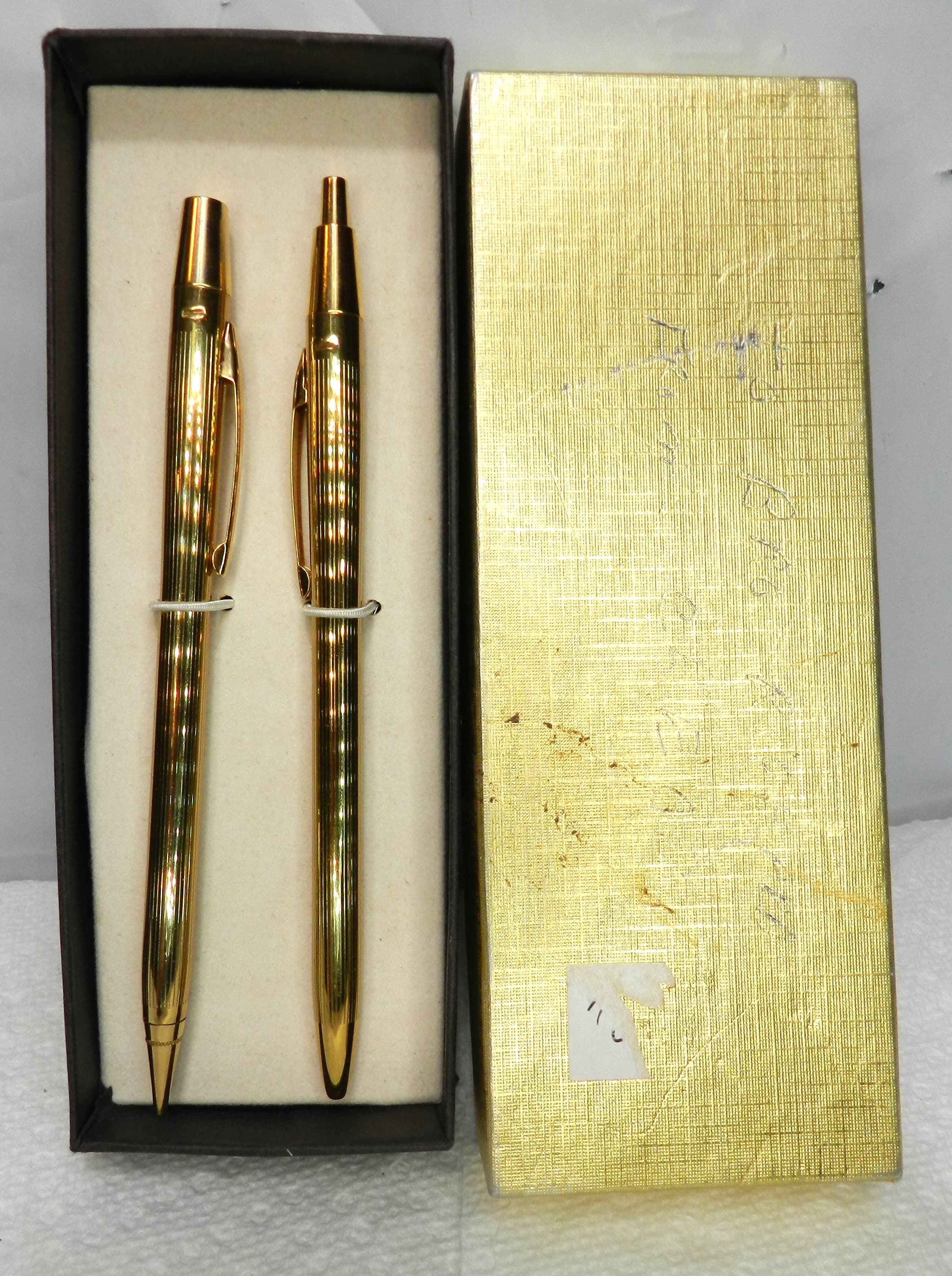 Vintage Classic Slim-Profile Executive Gold Tone Pencil & Ink Pen Set (O4S)