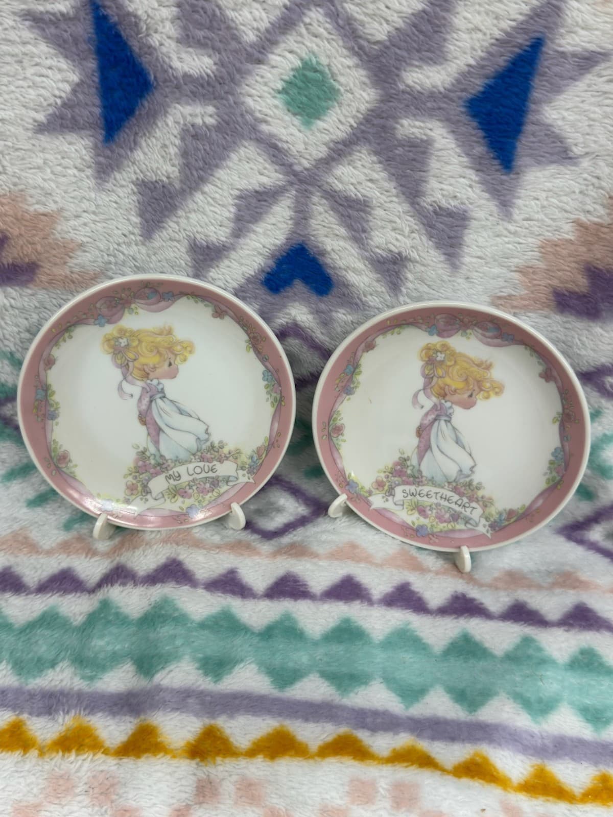 Pair of Vintage 1991 Enesco Precious Moments 4" Porcelain Plates