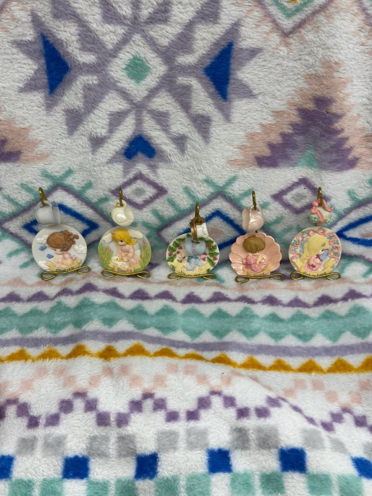 Set of 5 Vintage Precious Moments Mini Collectors Plates with Mugs