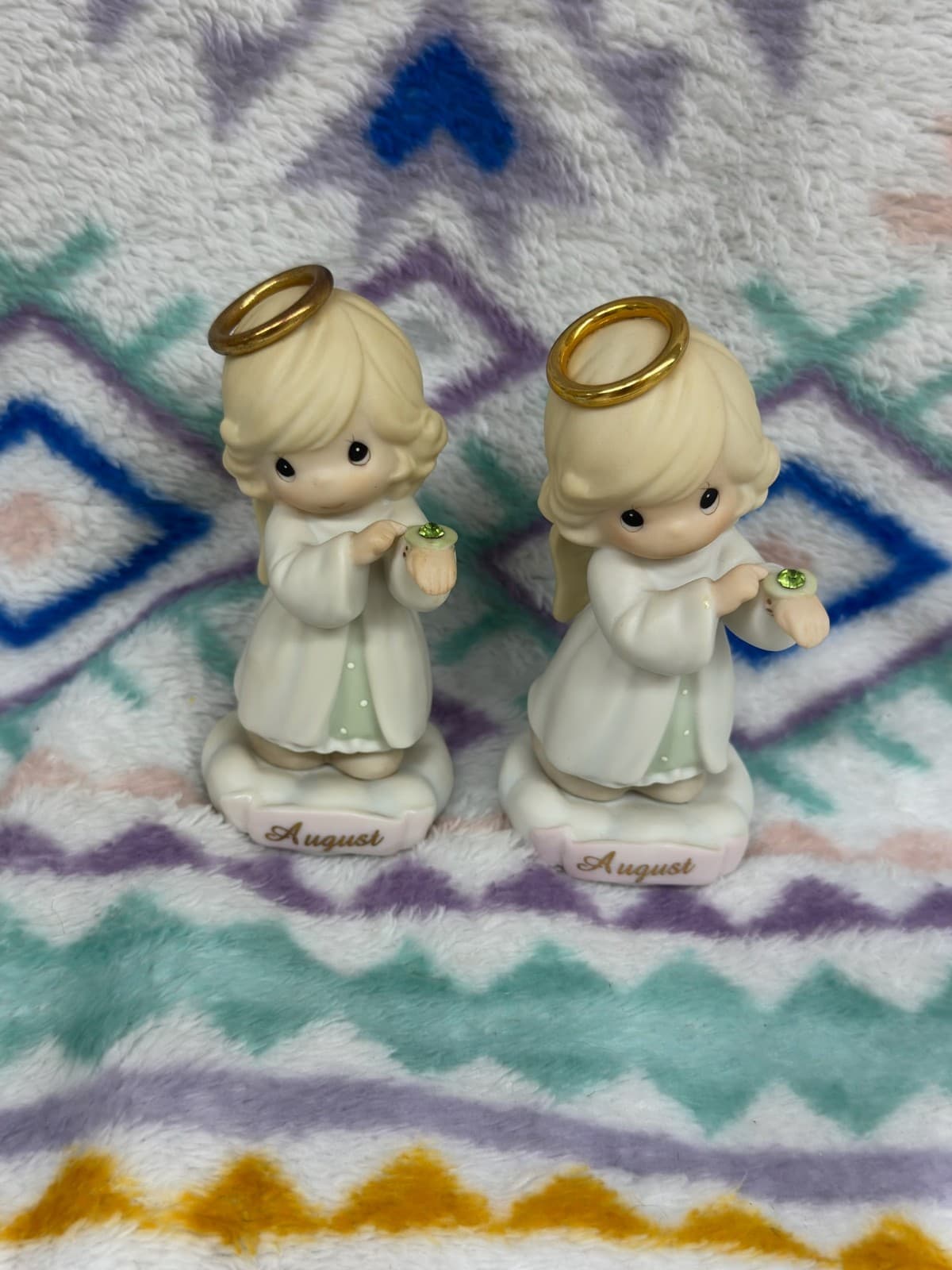 2 Precious Moments August Birthstone Angel Figurine 261319