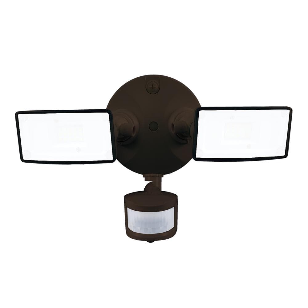 HALO Outdoor TGS Twin Square Head 2500 Lumen 4000K CCT Motion Flood Light in Bronze