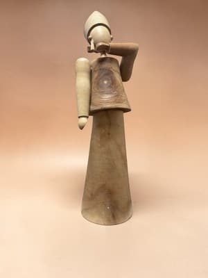 Hand-Carved Wooden Folk Art Figurine – Rustic Abstract Sculpture