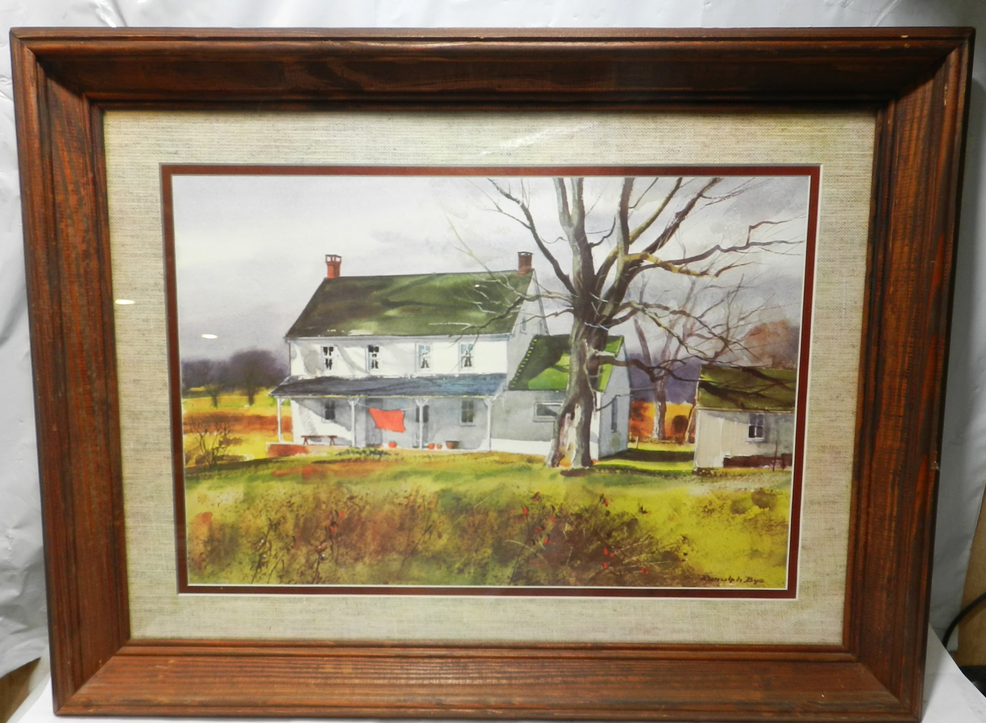 Vintage Watercolor Framed Print by Ranulph Bye “Country House” 25"x19" (O5J)