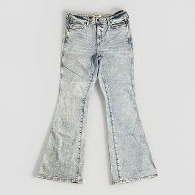 Wrangler Retro Womens High Rise Flare Leg Jeans Light Wash Denim Blue Size 32x34