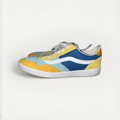 Vans ComfyCush Old Skool Shoes Mens Size 13 Blue Yellow Suede Canvas Low Top