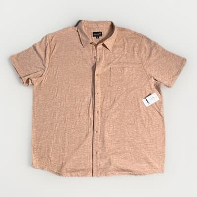 Lucky Brand Shirt Mens XXL Summer Orange Pocket Button Up Linen Blend Boho