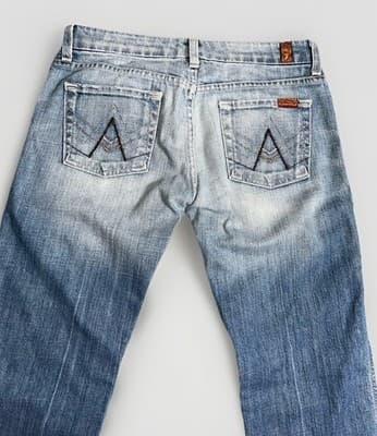 7 For All Mankind Jeans Womens 26 Light Wash Flare Low Rise Stretch Denim Y2K
