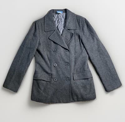 Vtg dELiA*s Gray Big Button Pea Coat Women’s M Wool Blend Jacket 90s Y2K Preppy