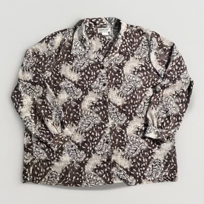 Vintage Donnkenny Classics Floral Blouse 90s Earth Tone Button Up Brown 2x?