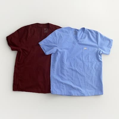 Figs Catarina Scrub Tops Women's Medium Lot Of 2 Technical Collection Blue Red