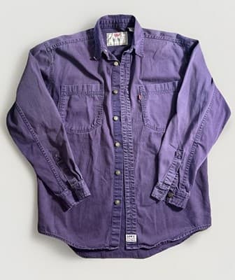 Vintage Levis Shirt Jacket Mens S Chore Shacket Metal Buttons Canvas 90s Dyed
