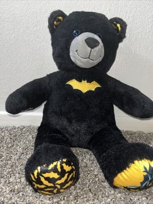 DC’s BATMAN BAB (Build A Bear) Black Bear Plush Embroidered Soft Stuffed Animal!