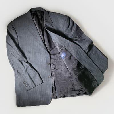 Brooks Brothers Mens Blazer 48R Gray Pinstripe Wool Stretch Suit Jacket 346