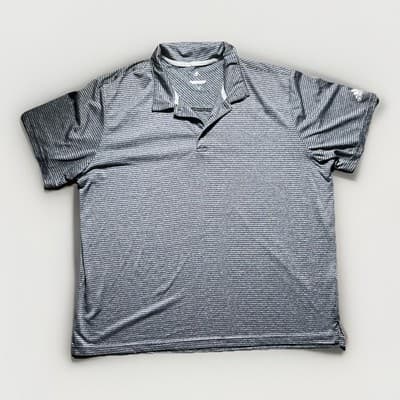 Adidas Gray Striped Golf Polo Shirt Performance Short Sleeve XL Summer