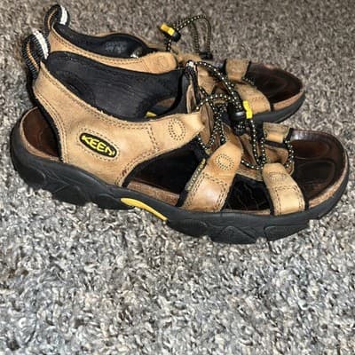 KEEN Sarasota Leather Waterproof Hiking Sandal Trail Brown Yellow Women’s Sz 6.5
